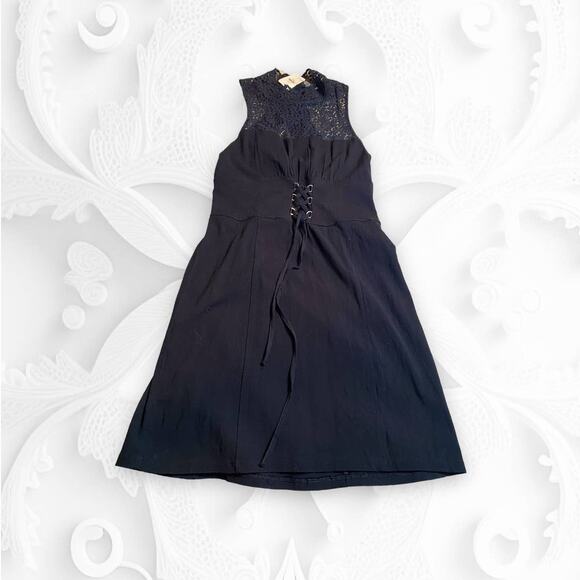 Free People Dresses & Skirts - Intimately by Free People NWT Black Lace Cutout Corset Mock Neck Mini Dress M